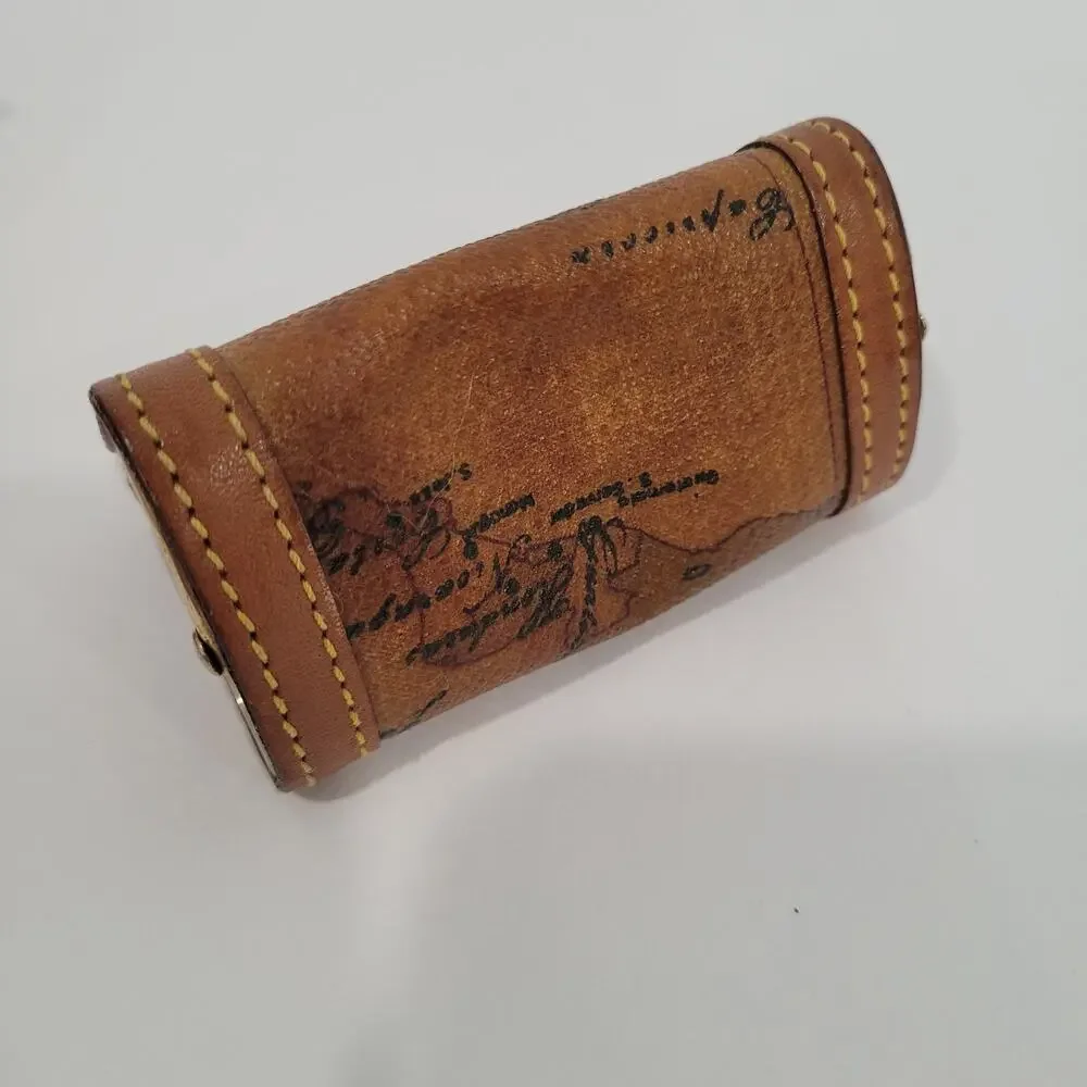 Prima Classe Alviero Martini Vintage Kisslock Leather Coin Wallet Map Small Purs